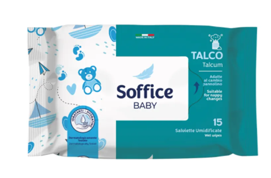 Soffice - Feuchttücher Talco – italienischer Wohlfühlduft für Groß und Klein | 15 Stück